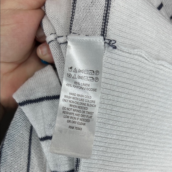 Cynthia Rowley Linen Blend Navy Stripe Cardigan - Picture 4 of 4